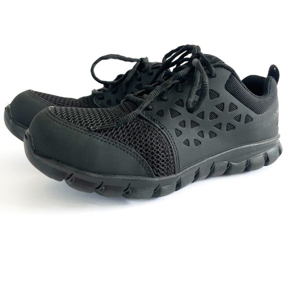 Reebok Men's Athletic Work Shoe Sz 6M Sublite Cushion Composite Toe Black RB4039 - Picture 3 of 16